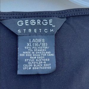George Stretch V-Neck Empire Waist Black Blouse